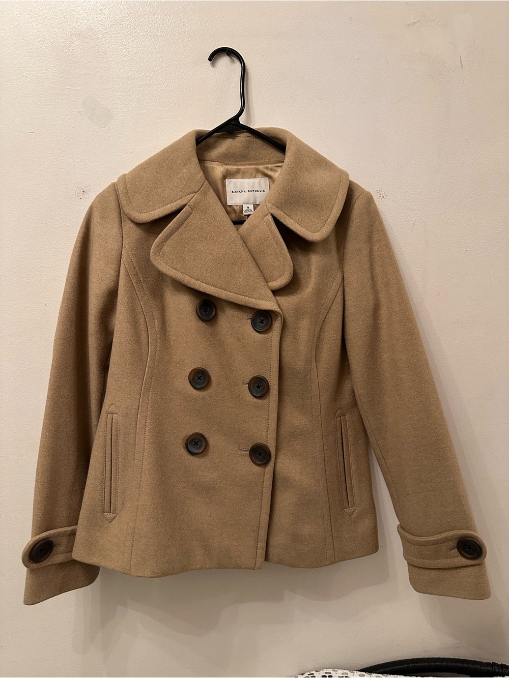 Banana Republic Women's Tan Wool-Blend Pea Coat